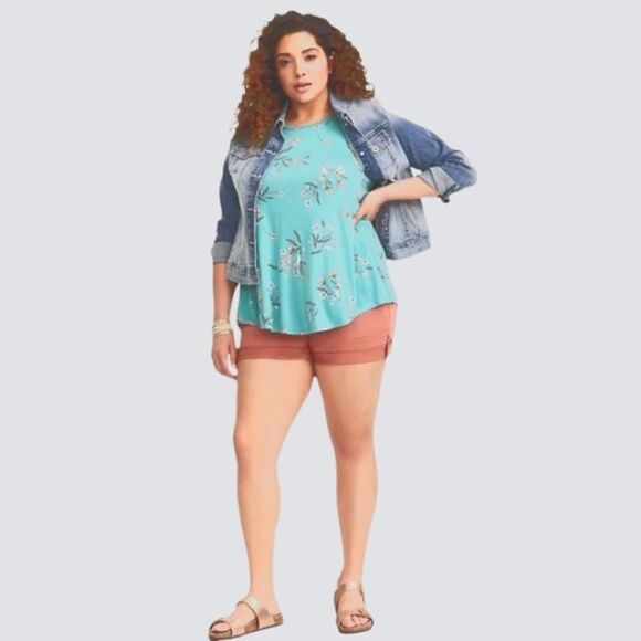 Torrid Teal Floral Jersey Tank. - Picture 7 of 13